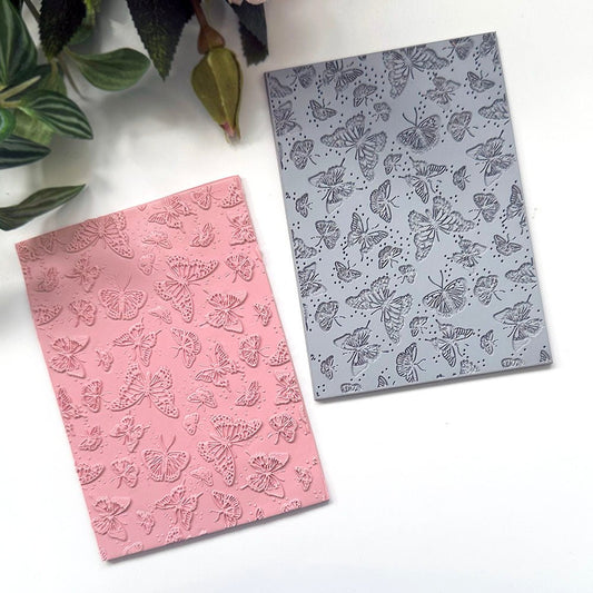 Butterflies Texture Stamp | Rubber Springtime Embossing Mat -