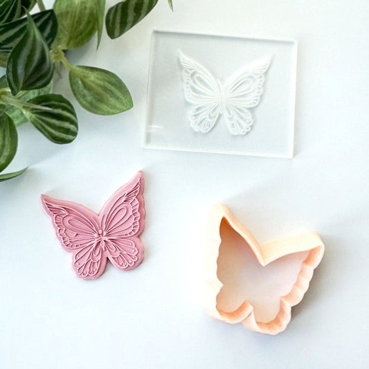 Butterfly 1 Texture Stamp | Clear Acrylic Embossing Plate - Kaly and Klay