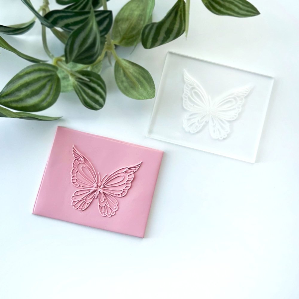 Butterfly 1 Texture Stamp | Clear Acrylic Embossing Plate -