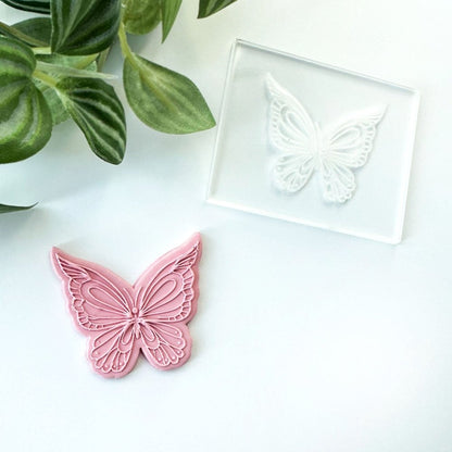Butterfly 1 Texture Stamp | Clear Acrylic Embossing Plate -
