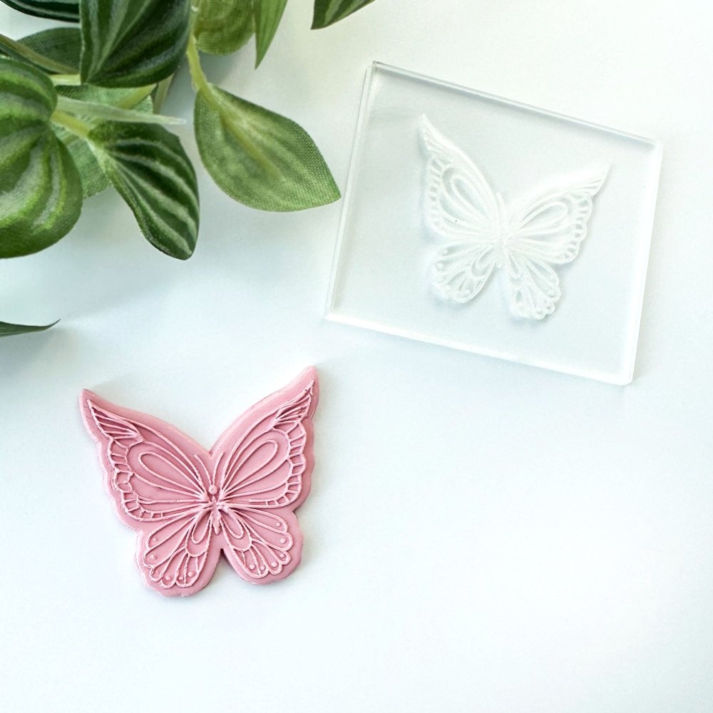 Butterfly 1 Texture Stamp | Clear Acrylic Embossing Plate -