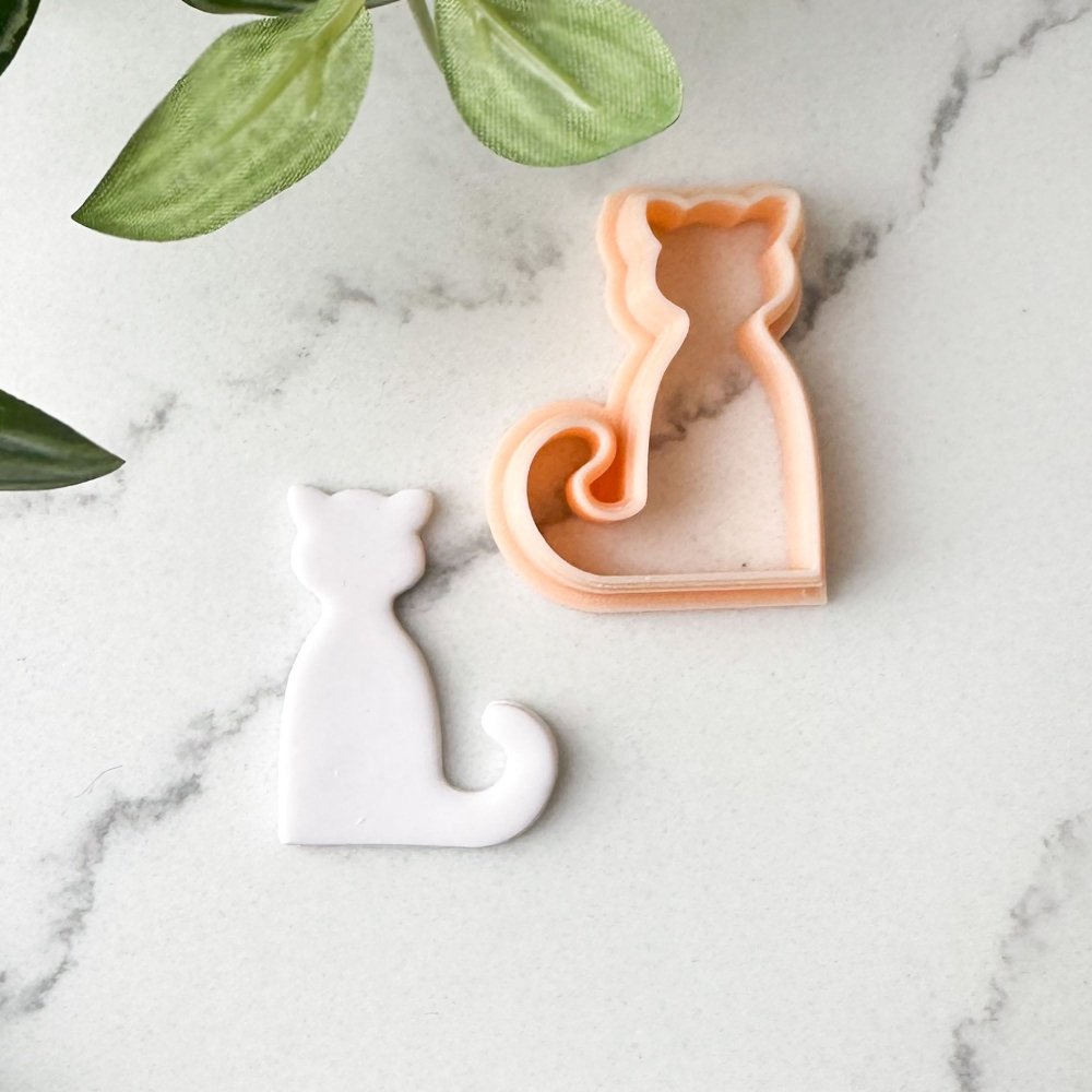 Cat Polymer Clay Cutter | Animal Kitty with Curled Tail -