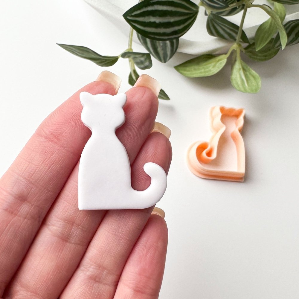 Cat Polymer Clay Cutter | Animal Kitty with Curled Tail -