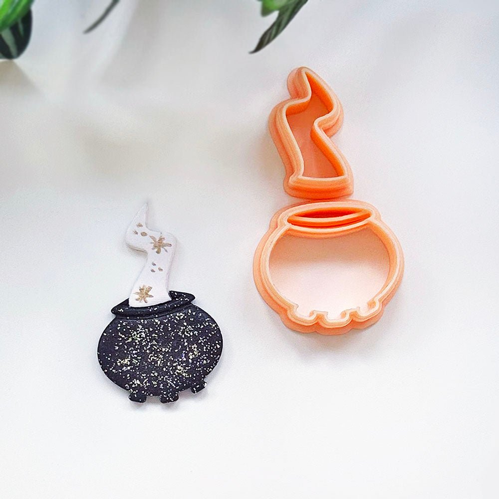 Cauldron and Smoke Clay Cutter | Two or Three Piece Set | Halloween Inspired -