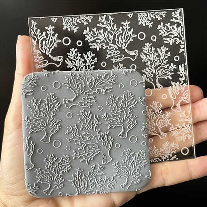 Coral Reef Background 2 Texture Stamp Seaweed | Embossed Acrylic Plate -