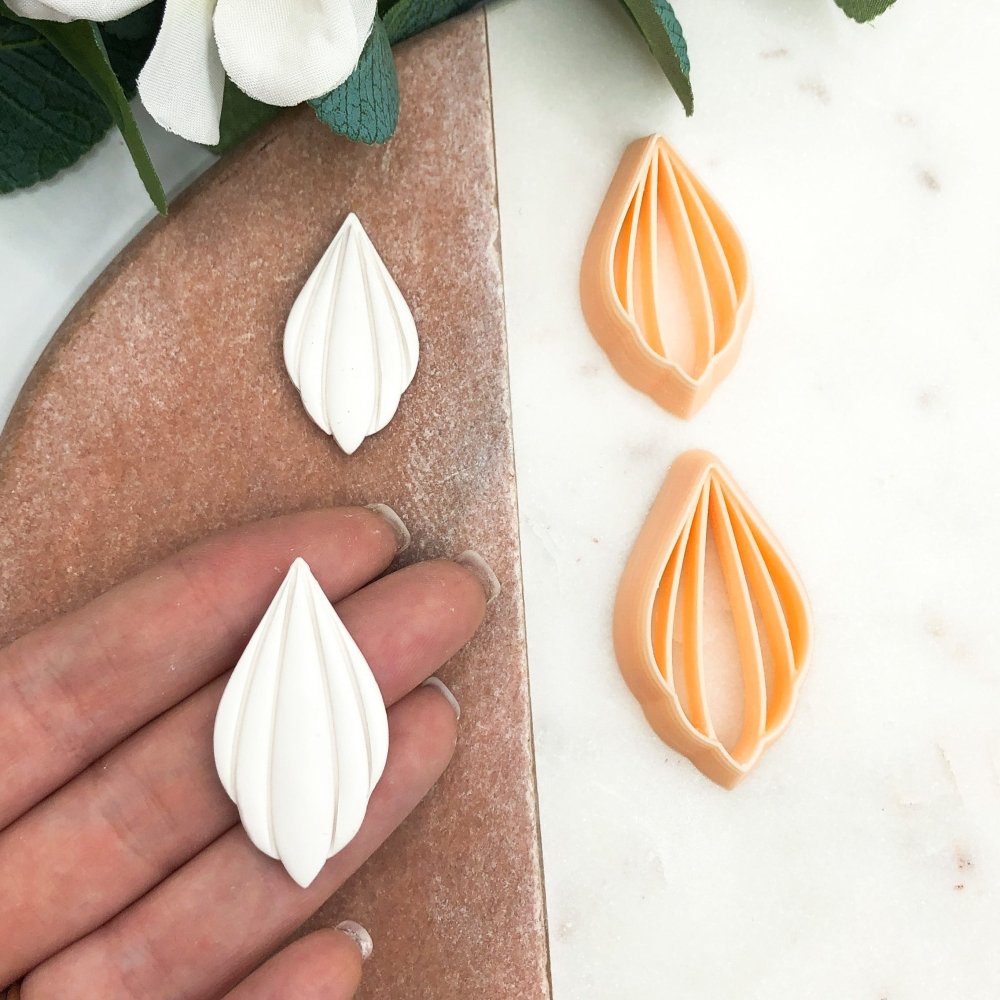 Drop Petal Clay Cutter | Embossed Inner Stamp -