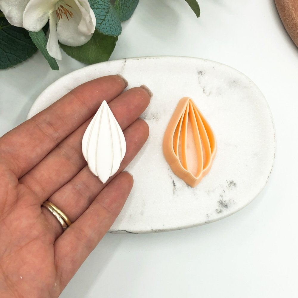 Drop Petal Clay Cutter | Embossed Inner Stamp -