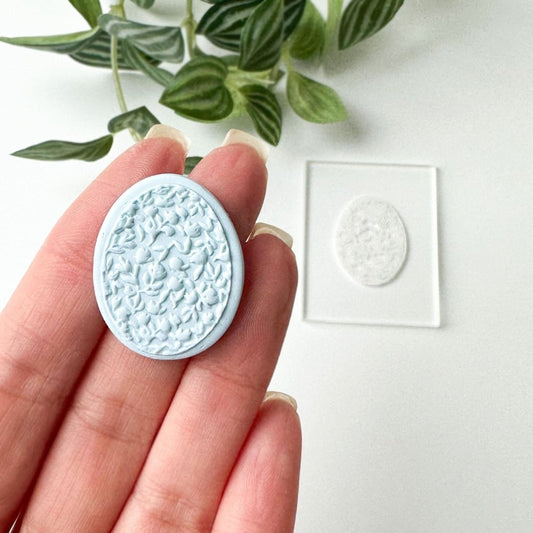 Egg shape floral mini acrylic embossing stamp -