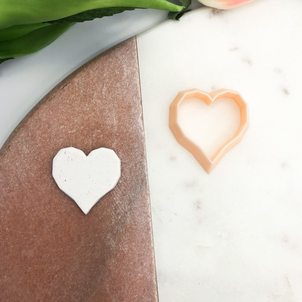 Faceted Heart Polymer Clay Cutter | Valentines -