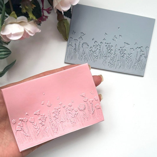 Floral Border Texture Stamp | Rubber Spring Flowers Embossing Mat -