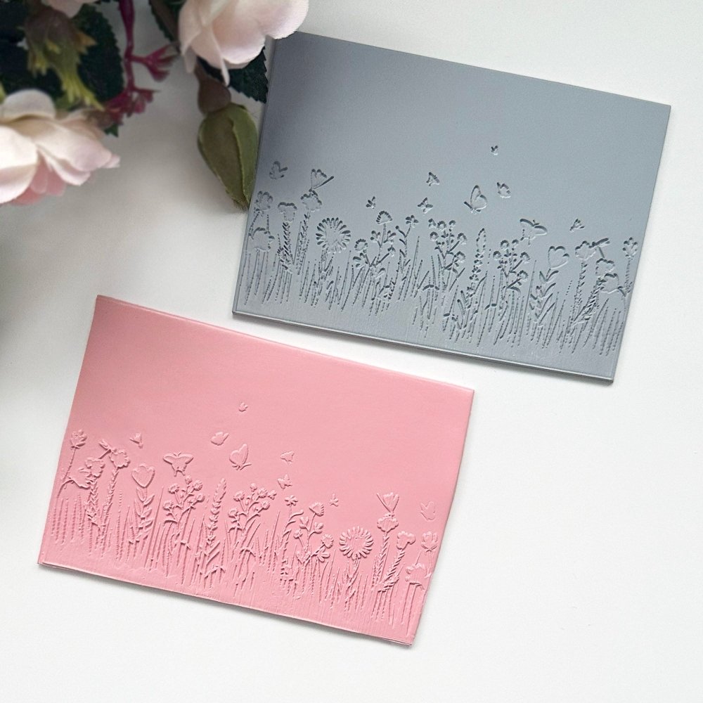 Floral Border Texture Stamp | Rubber Spring Flowers Embossing Mat -