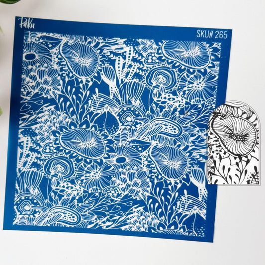 Floral Reef Silkscreen Stencil | Coral Flower Pattern -