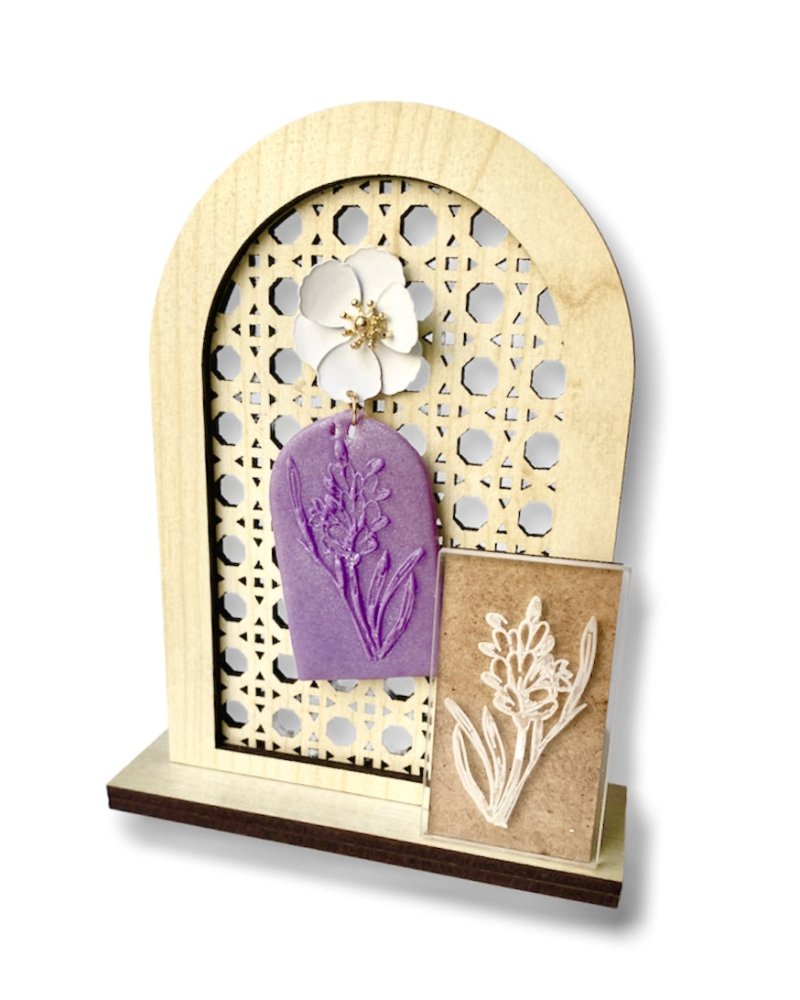Flower 2 mini texture stamp | Acrylic embossing tile / block. -