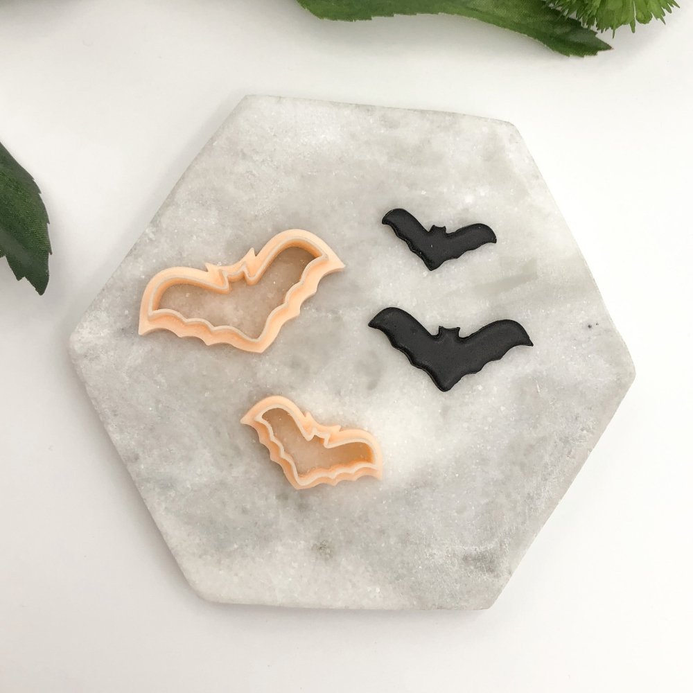 Flying Bat Clay Cutter | Curved Wings Halloween -