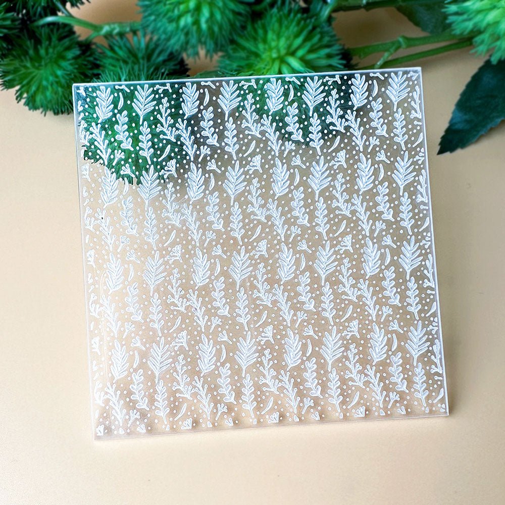 Foliage Winter Leaves Texture Stamp | Clear Acrylic Floral Embossing Plate -