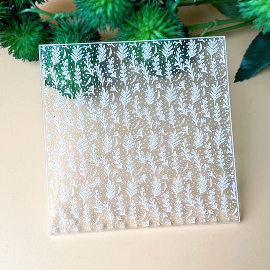 Foliage Winter Leaves Texture Stamp | Clear Acrylic Floral Embossing Plate -