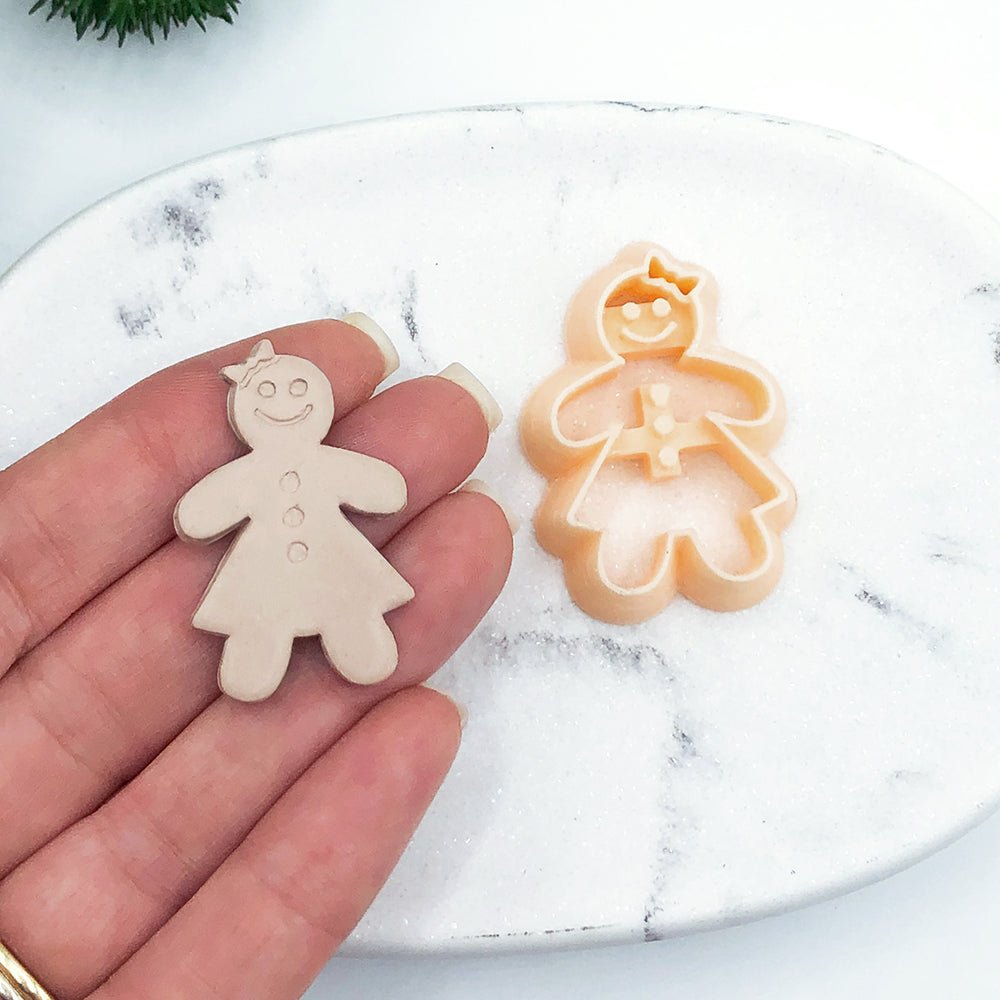 Gingerbread Girl Clay Cutter | Embossed -