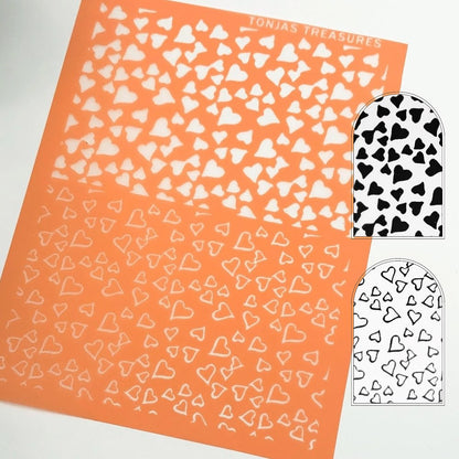 Hearts Outlines Duo Silkscreen Stencil | Valentines Layering -