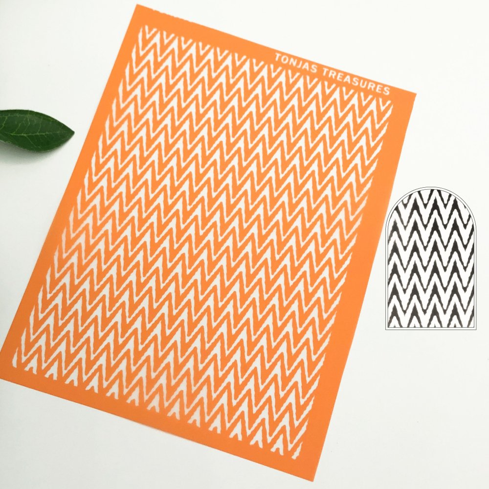 Herringbone Textile Silkscreen Stencil | Chevron Zig Zag Pattern for Polymer Clay -