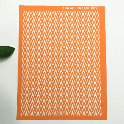 Herringbone Textile Silkscreen Stencil | Chevron Zig Zag Pattern for Polymer Clay -