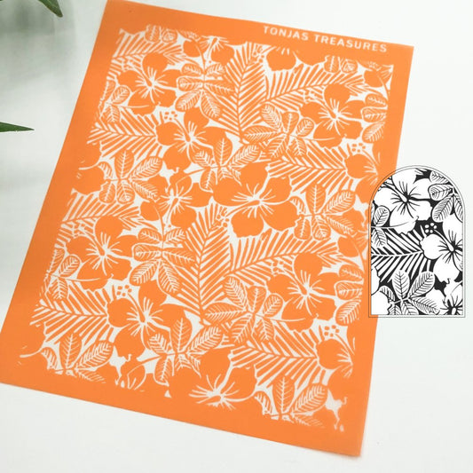Hibiscus Jungle Silkscreen | Palm Leaves | Polymer Clay -