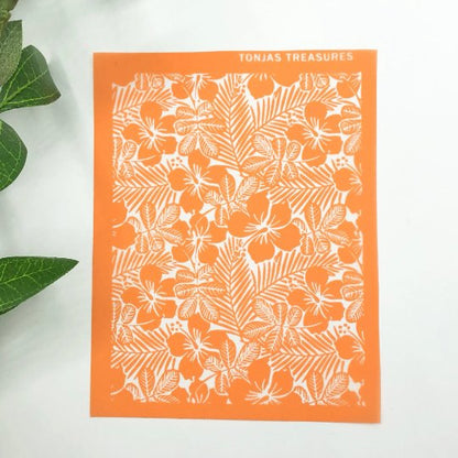 Hibiscus Jungle Silkscreen | Palm Leaves | Polymer Clay -