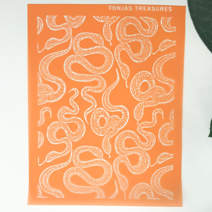 Slithering Snakes Silkscreen | Animal Print Stencil -