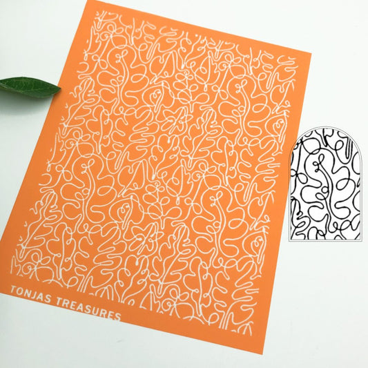 Line Art Leaves Silkscreen Stencil -