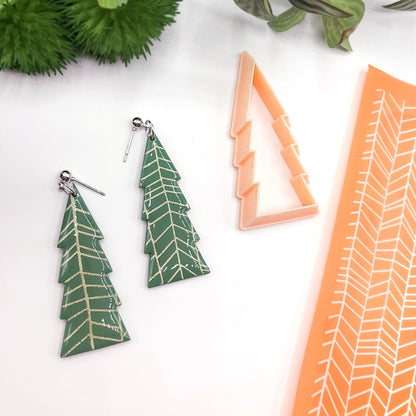 Long Skinny Fir Tree Clay Cutter | Christmas Triangle Fern -