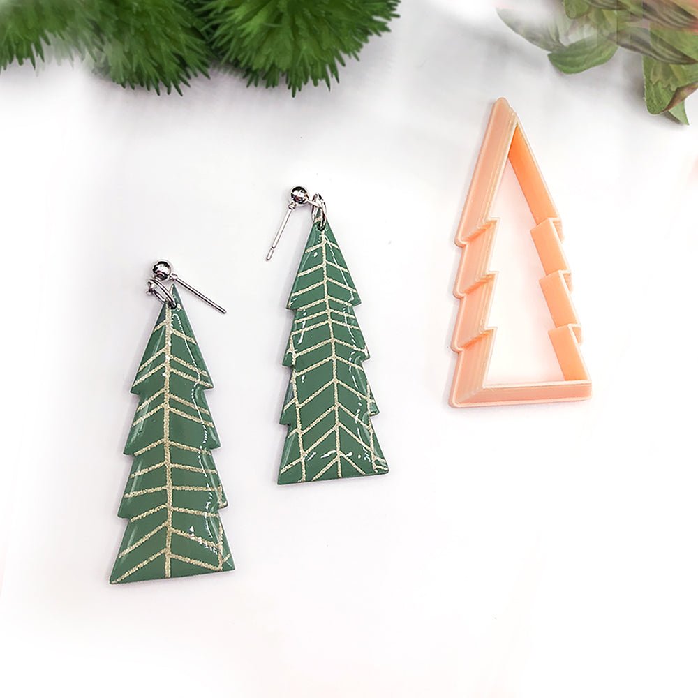Long Skinny Fir Tree Clay Cutter | Christmas Triangle Fern -