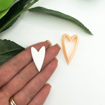 Long Skinny Heart Polymer Clay Cutter -