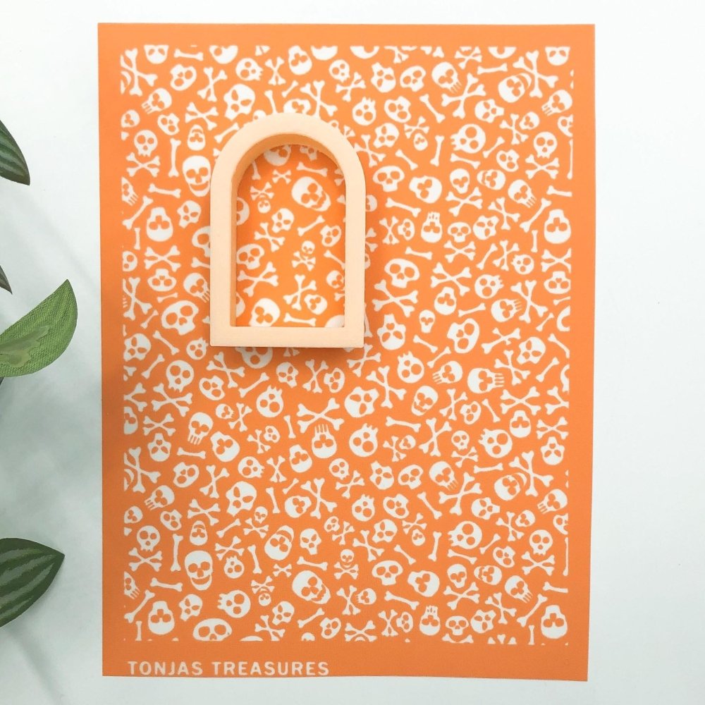 Lotta Skulls Silkscreen | Halloween Skull & Crossbones | Polymer Clay -