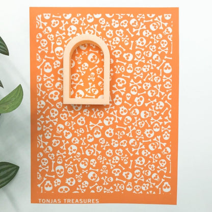 Lotta Skulls Silkscreen | Halloween Skull & Crossbones | Polymer Clay -