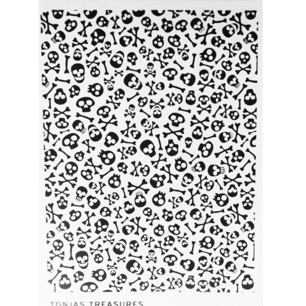 Lotta Skulls Silkscreen | Halloween Skull & Crossbones | Polymer Clay -