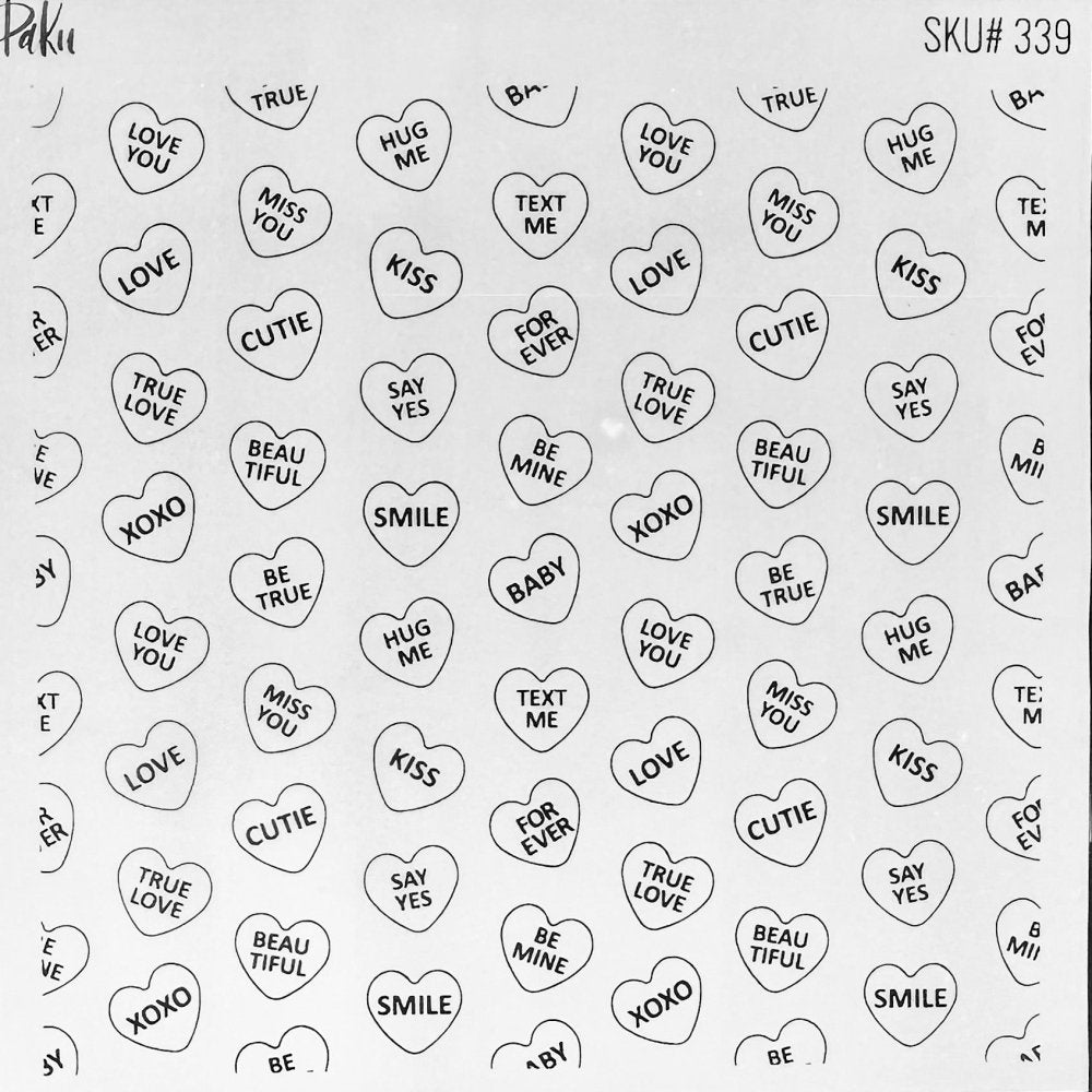 Message Hearts Silkscreen Stencil | Valentines Conversation Craft -