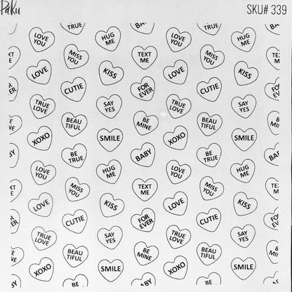 Message Hearts Silkscreen Stencil | Valentines Conversation Craft -