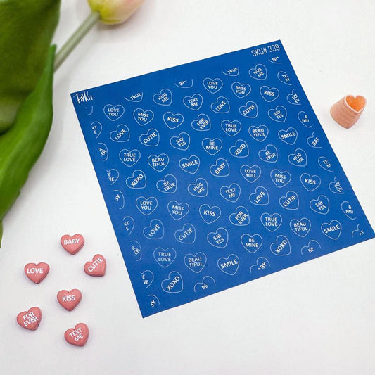 Message Hearts Silkscreen Stencil | Valentines Conversation Craft -