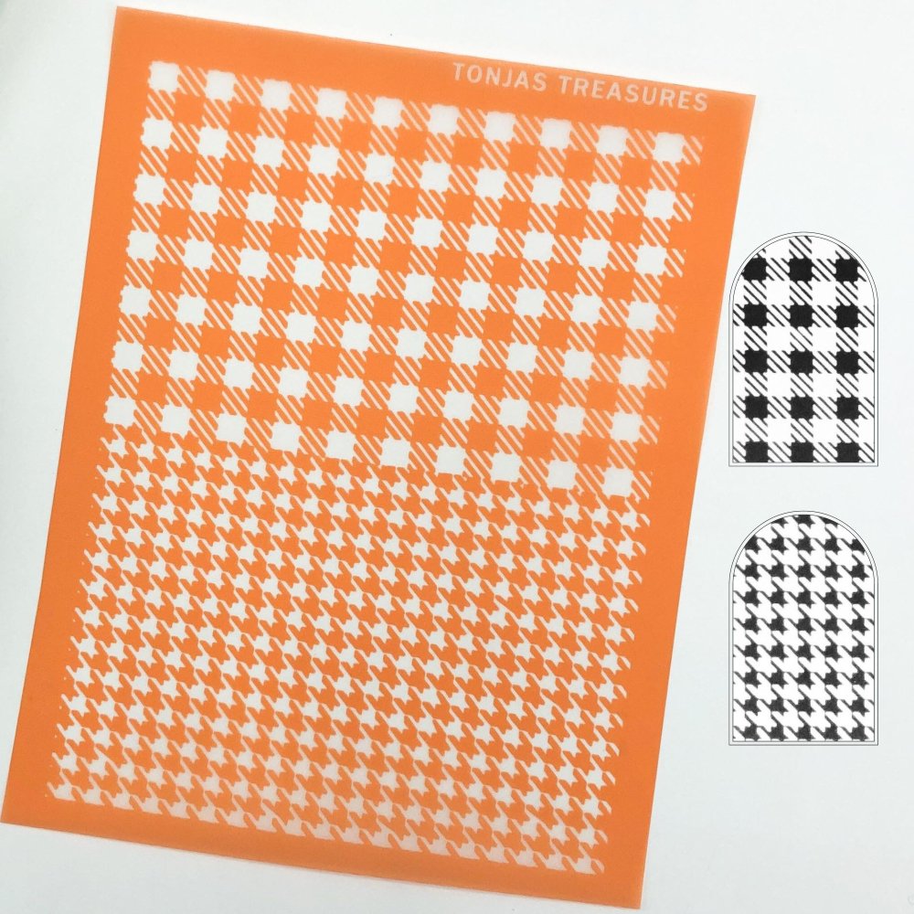 Mini Gingham Houndstooth Duo Silkscreen Stencil -