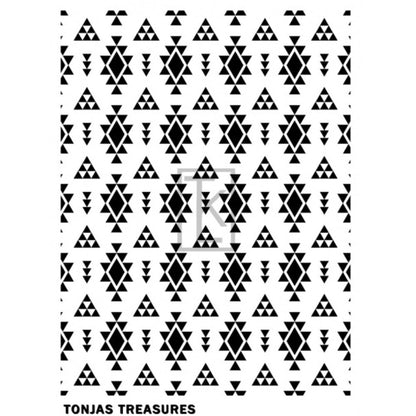 Navajo Blanket Silkscreen Stencil | Aztec Tribal -