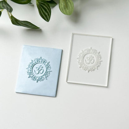 Om Symbol - Yoga soothing mantra mini texture stamp | Acrylic embossing tile / plate -
