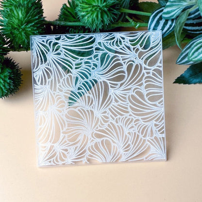 Ornate Fan Texture Stamp | Clear Acrylic Embossing Plate -