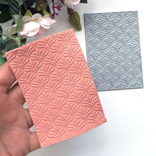 Ornate Fountain Texture Stamp | Rubber Fan Pattern Embossing Mat -