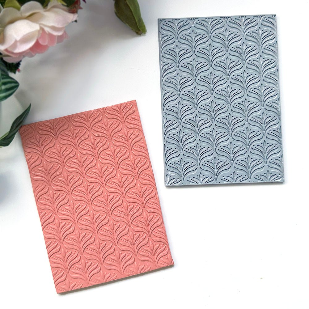 Ornate Fountain Texture Stamp | Rubber Fan Pattern Embossing Mat -