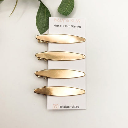 Pack of Barrette Hair Clip Blanks • Pack A • Choose from a pack of 4 or 8 Clips • Long Slim Oval • Hair Crocodile | Alligator Clip • Gold Craft Accessories • UK -