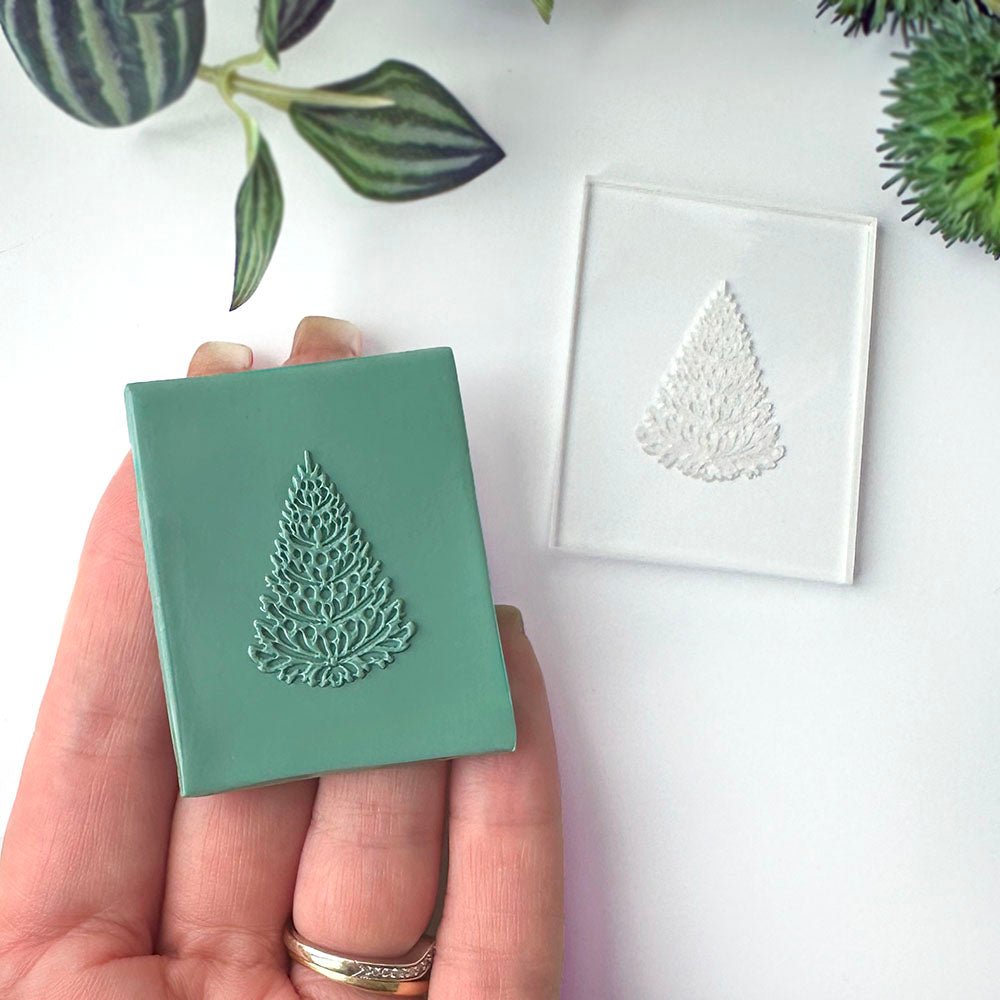 Pine Tree Texture Stamp | Acrylic Embossing Stamp | Clay Cutter Set -