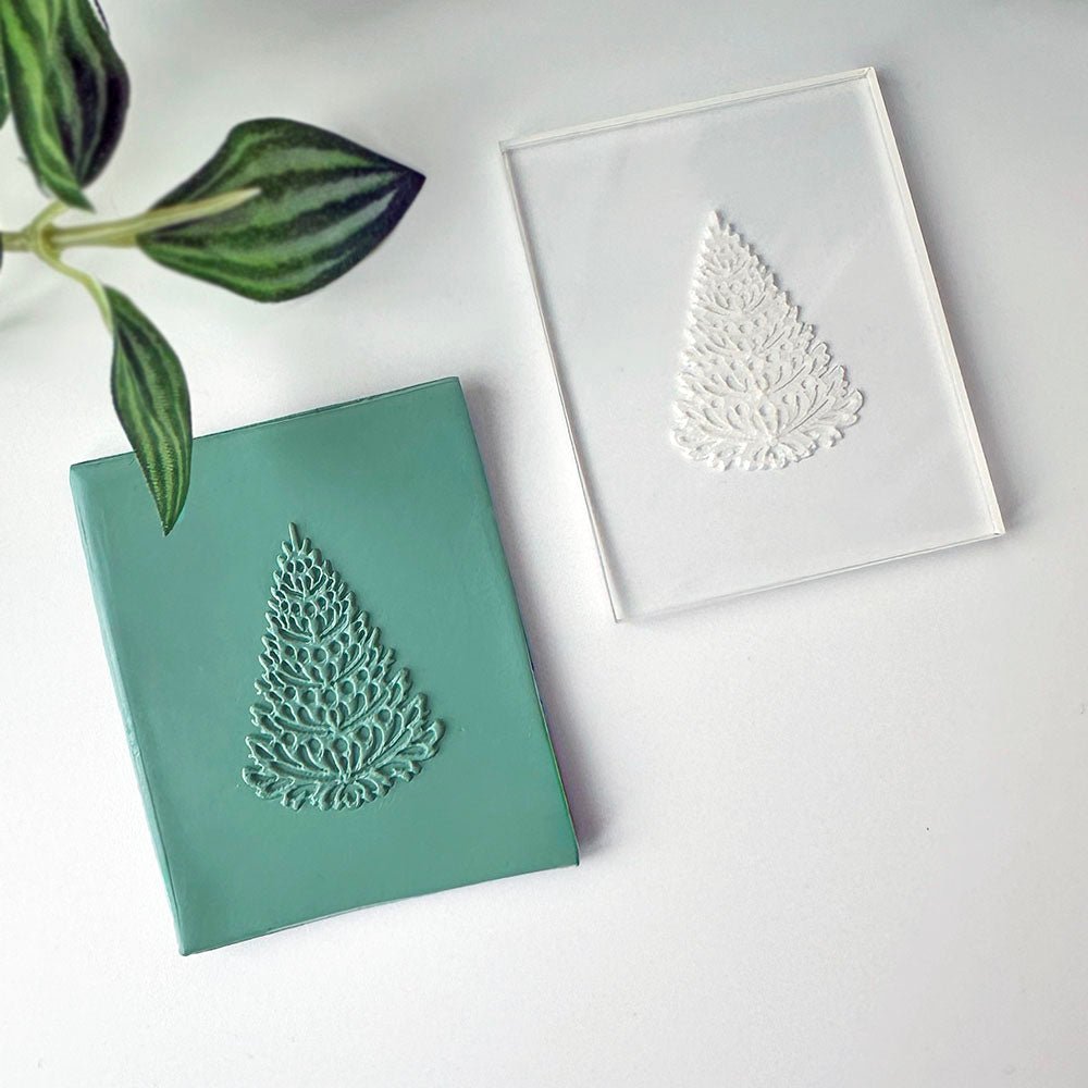 Pine Tree Texture Stamp | Acrylic Embossing Stamp | Clay Cutter Set -