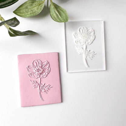 Poppy Flower Texture Stamp | Clear Acrylic Embossing Plate -