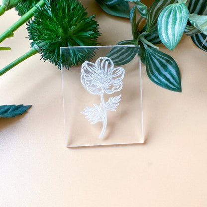 Poppy Flower Texture Stamp | Clear Acrylic Embossing Plate -