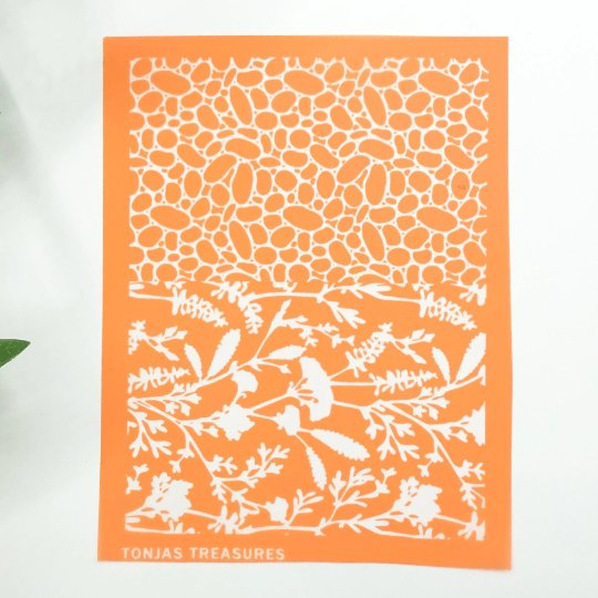 River Rock Duo Silkscreen Stencil | Wildflowers Print for Polymer Clay -