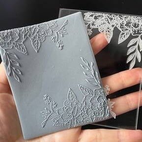 Roses Corner Texture Stamp | Clear Acrylic Floral Embossing Plate -
